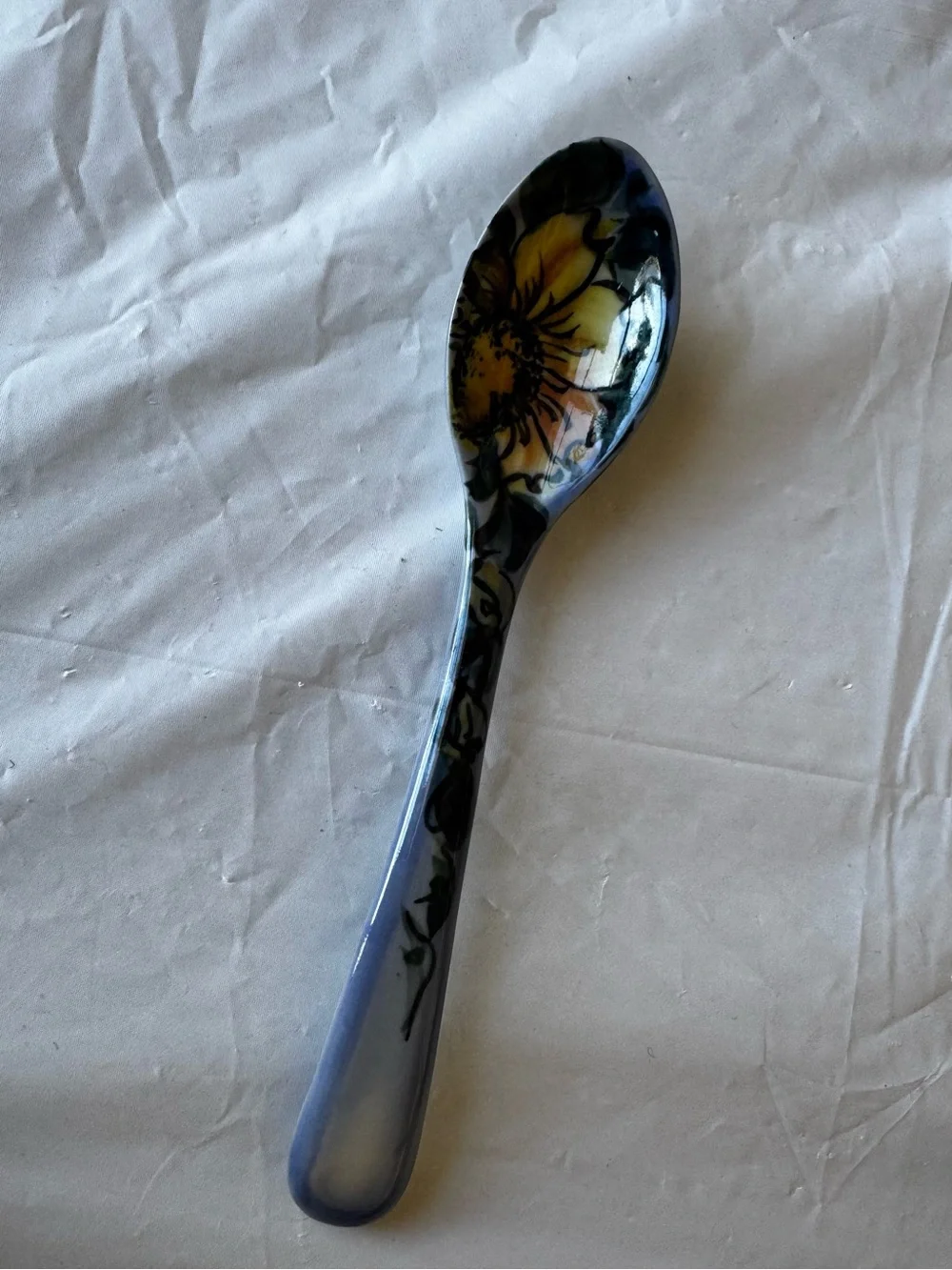 Polish Pottery Blue Ceramic Spoon